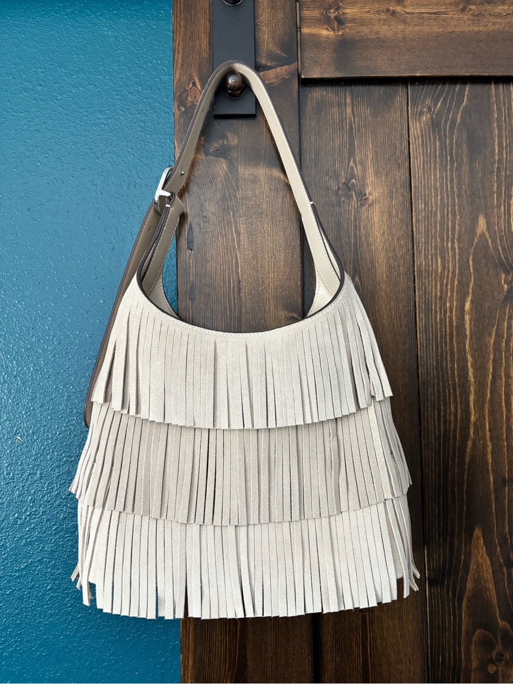 Kate Spade Fringe Shoulder Bag in Light Beige - Stylish Women's Hobo - Picture 2 of 5